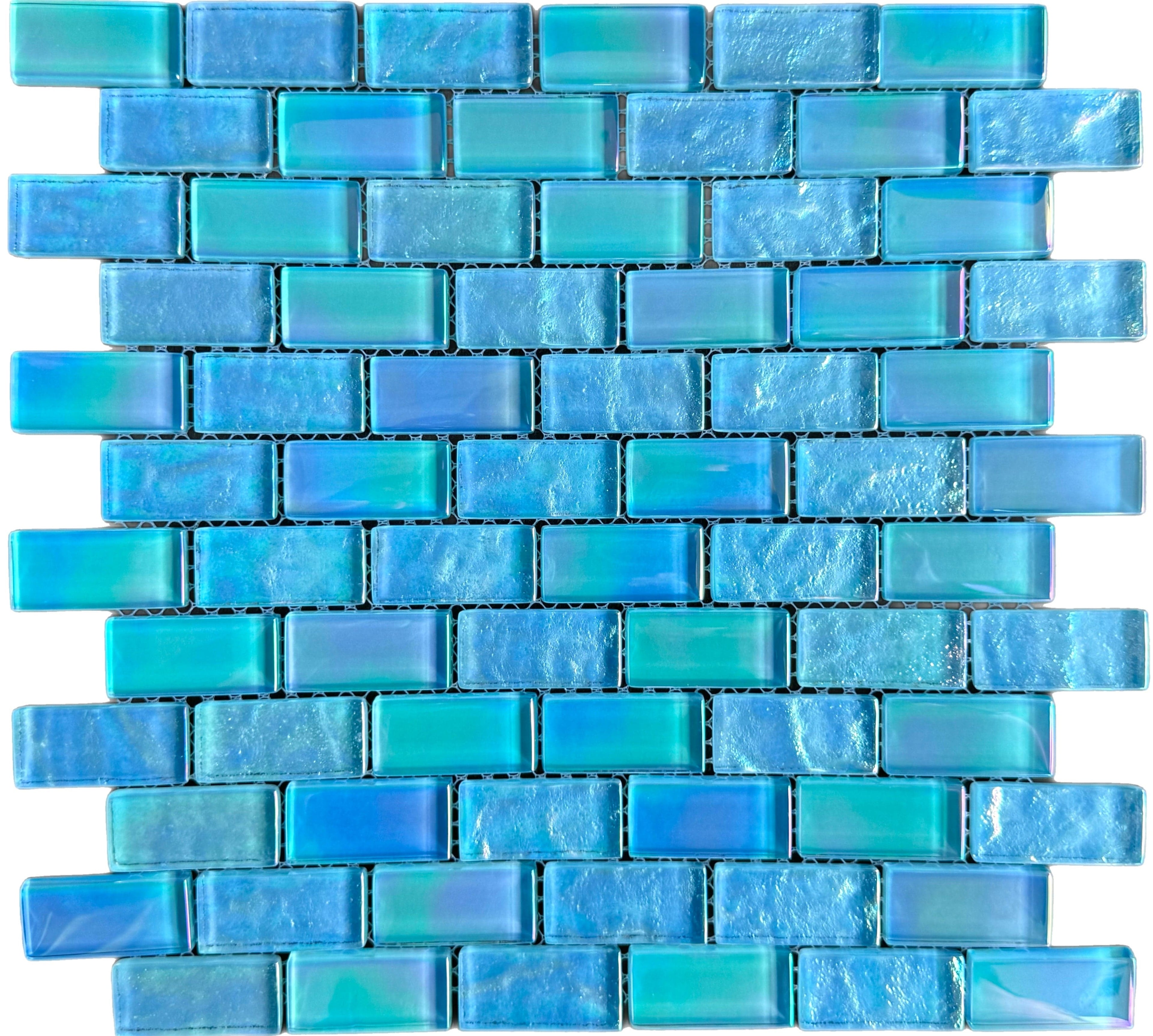 Glare Aquamarine Glass Pool Tile
