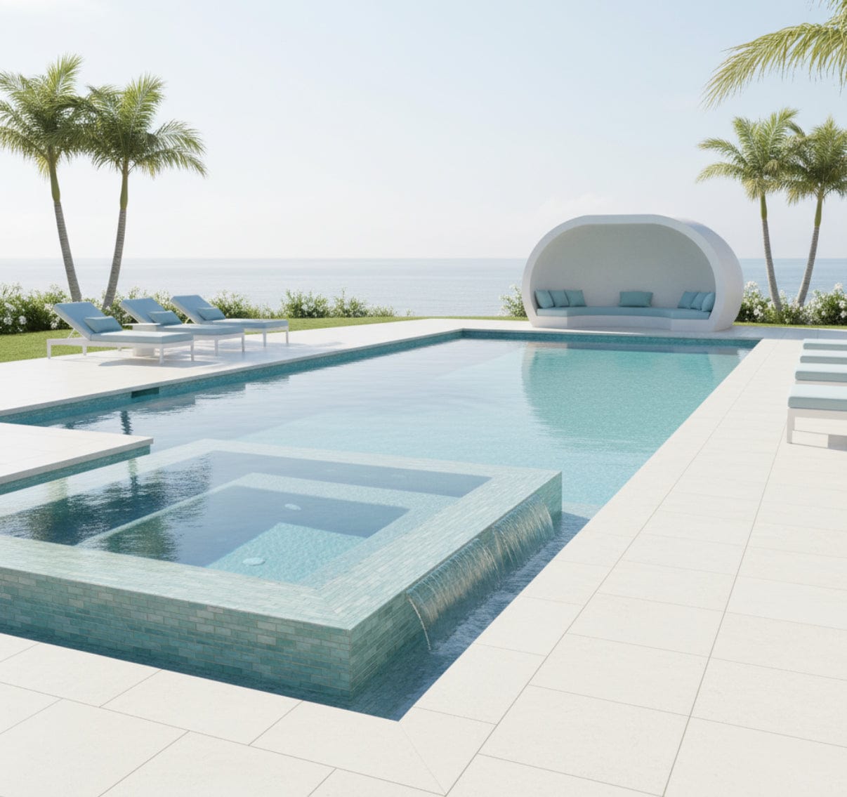 Bahamas Aqua Linear Glass Tile - Tiles and Deco