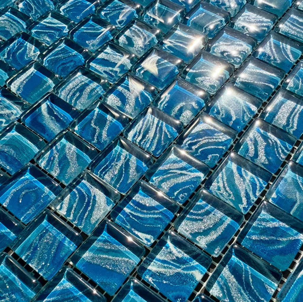 High Tide Navy 1x1 Glass Tile