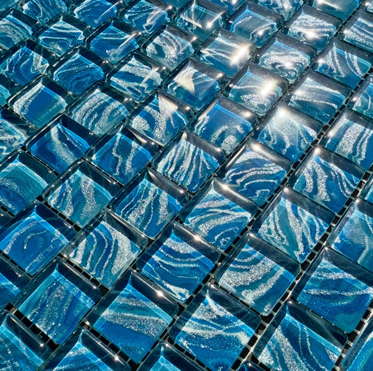 High Tide Navy 1x1 Glass Tile