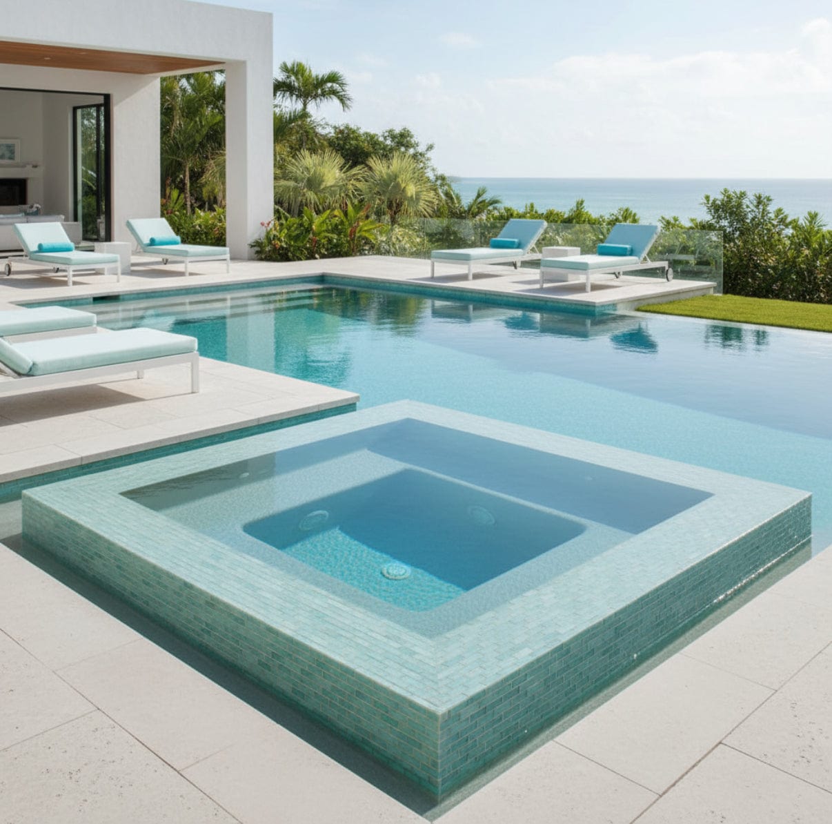 Bahamas Aqua Linear Glass Tile - Tiles and Deco