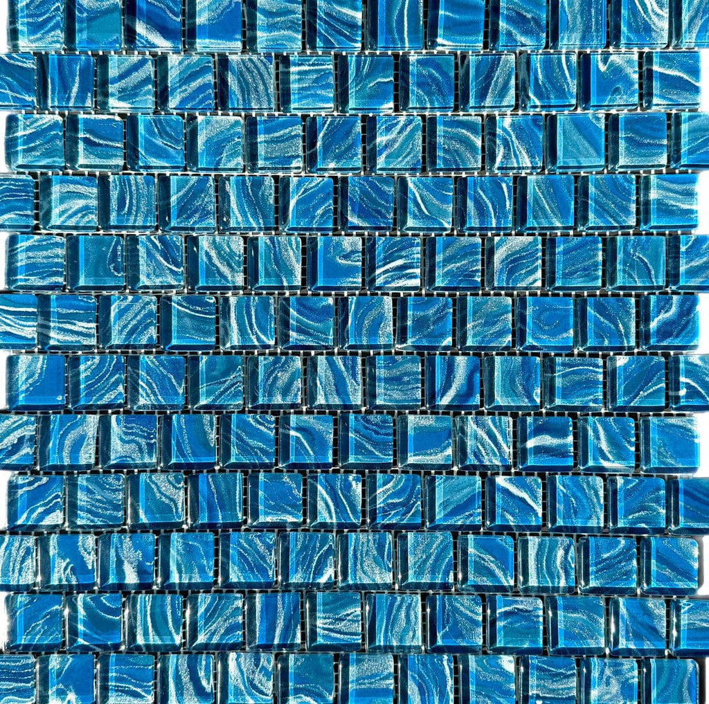 High Tide Navy 1x1 Glass Tile