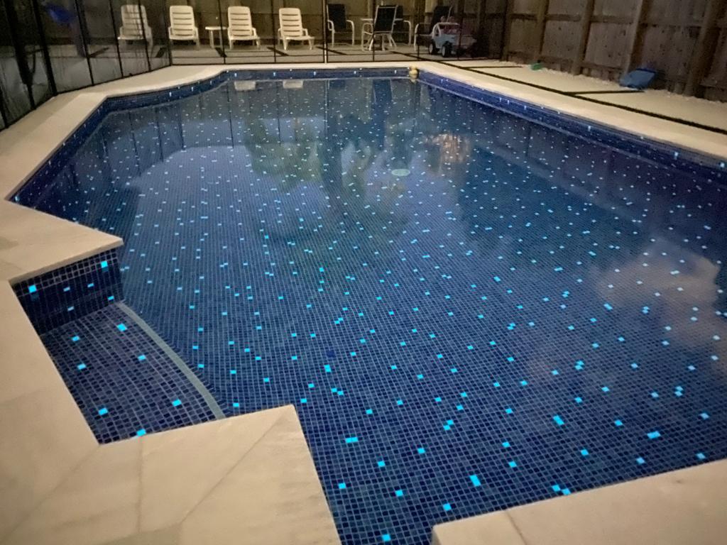 Foggy Nieblas Navy Blue Pool Tile - Tiles and Deco