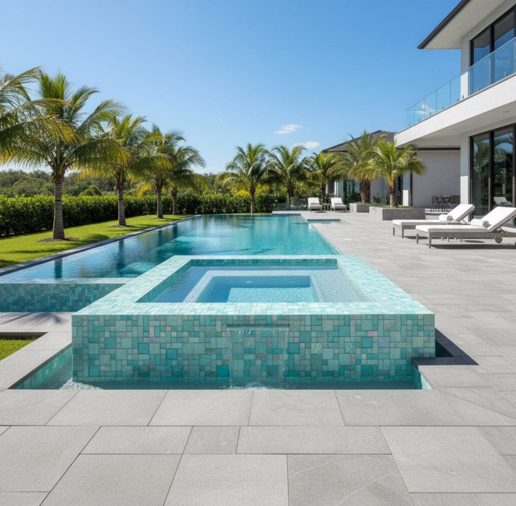 Bahamas Aqua Mix Pool Tile - Tiles and Deco