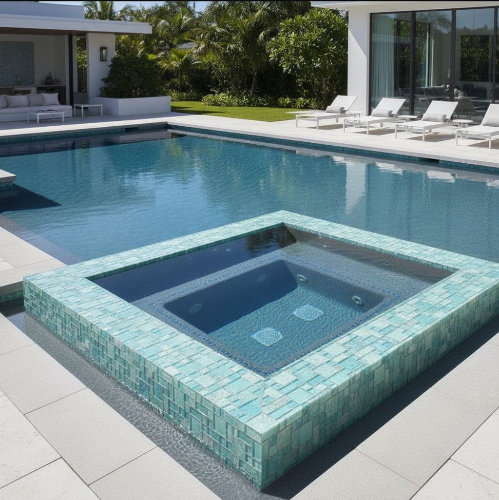 Bahamas Aqua Mix Pool Tile - Tiles and Deco