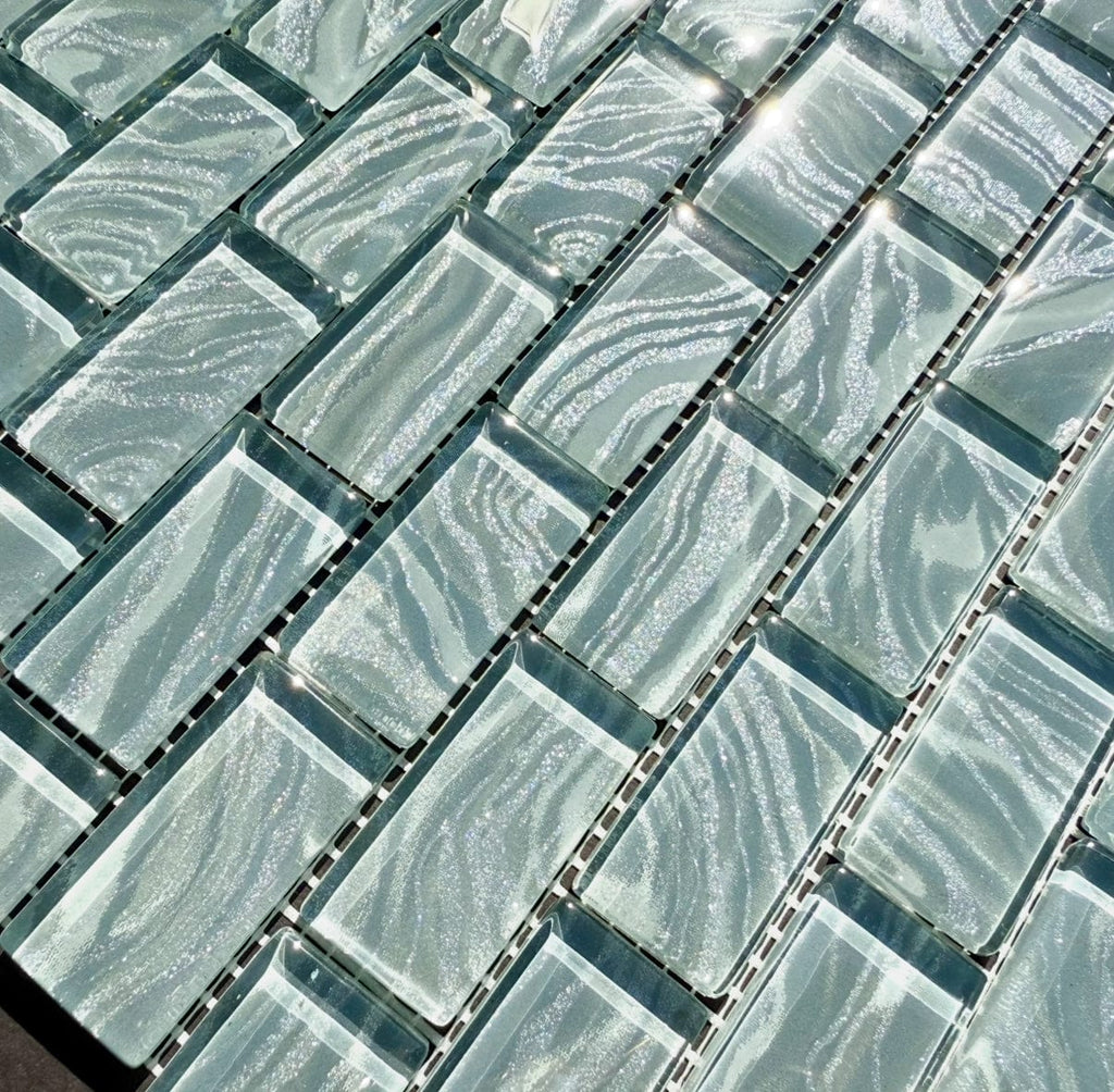 High Tide Grey 1x2 Glass Tile