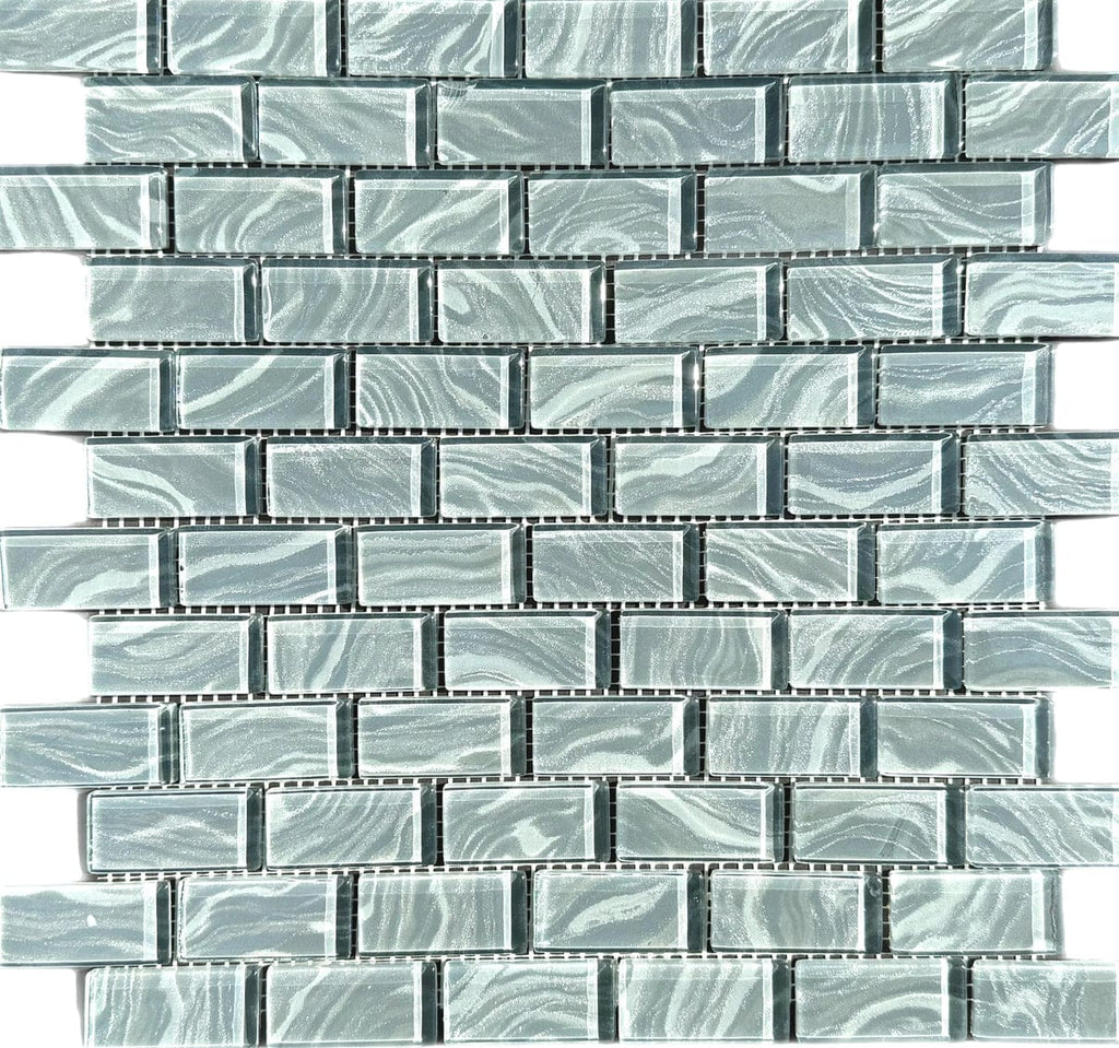 High Tide Grey 1x2 Glass Tile