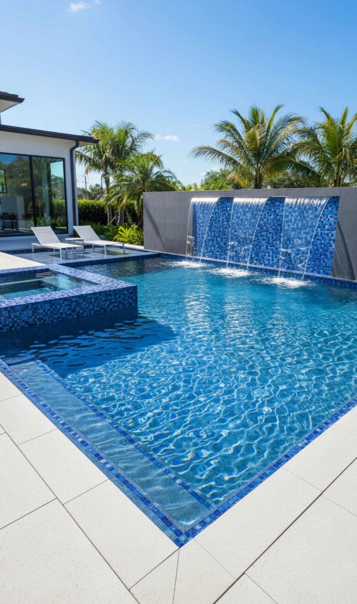 Foggy Niebla Azul Turquesa Blend Pool Tile