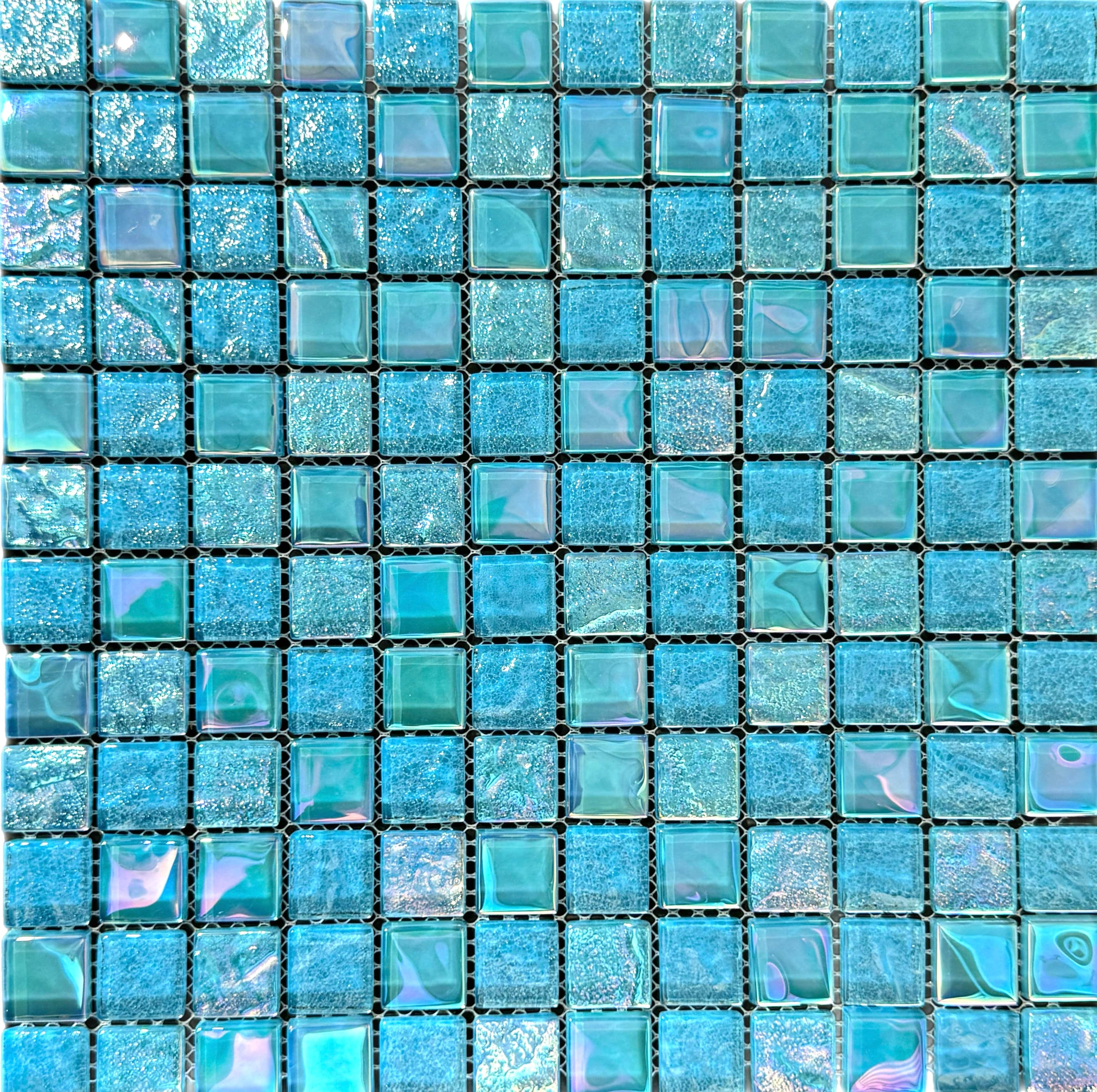 Glare Sky Blue Glass Pool Tile
