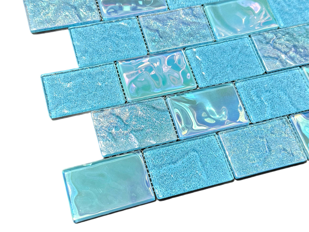 Nautical Sky Blue Glass Pool Tile

