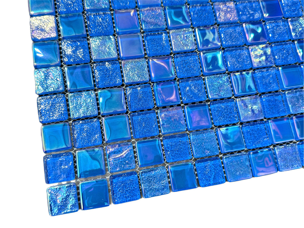 Nautical Iridescent Blue Glass Pool Tile
