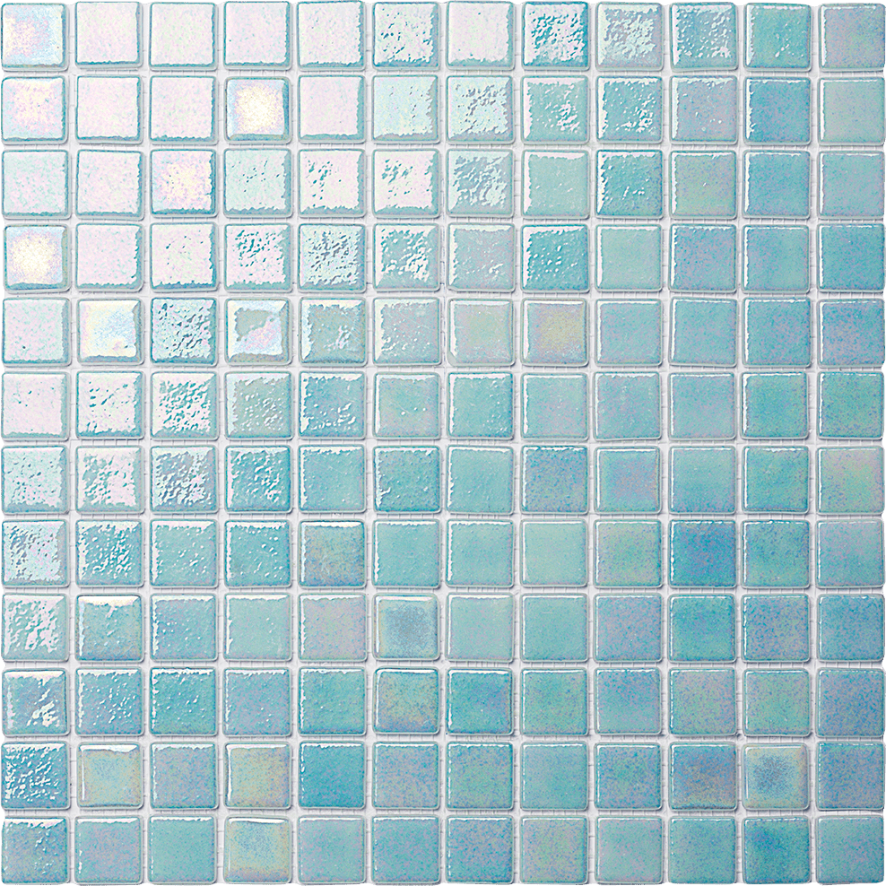 Iridescent Light Blue Pool Tile is suitable for the swimming pool, Jacuzzi, water feature, spa, kitchen backsplash, bathroom, shower walls, and fireplace surrounds - Tiles and Deco