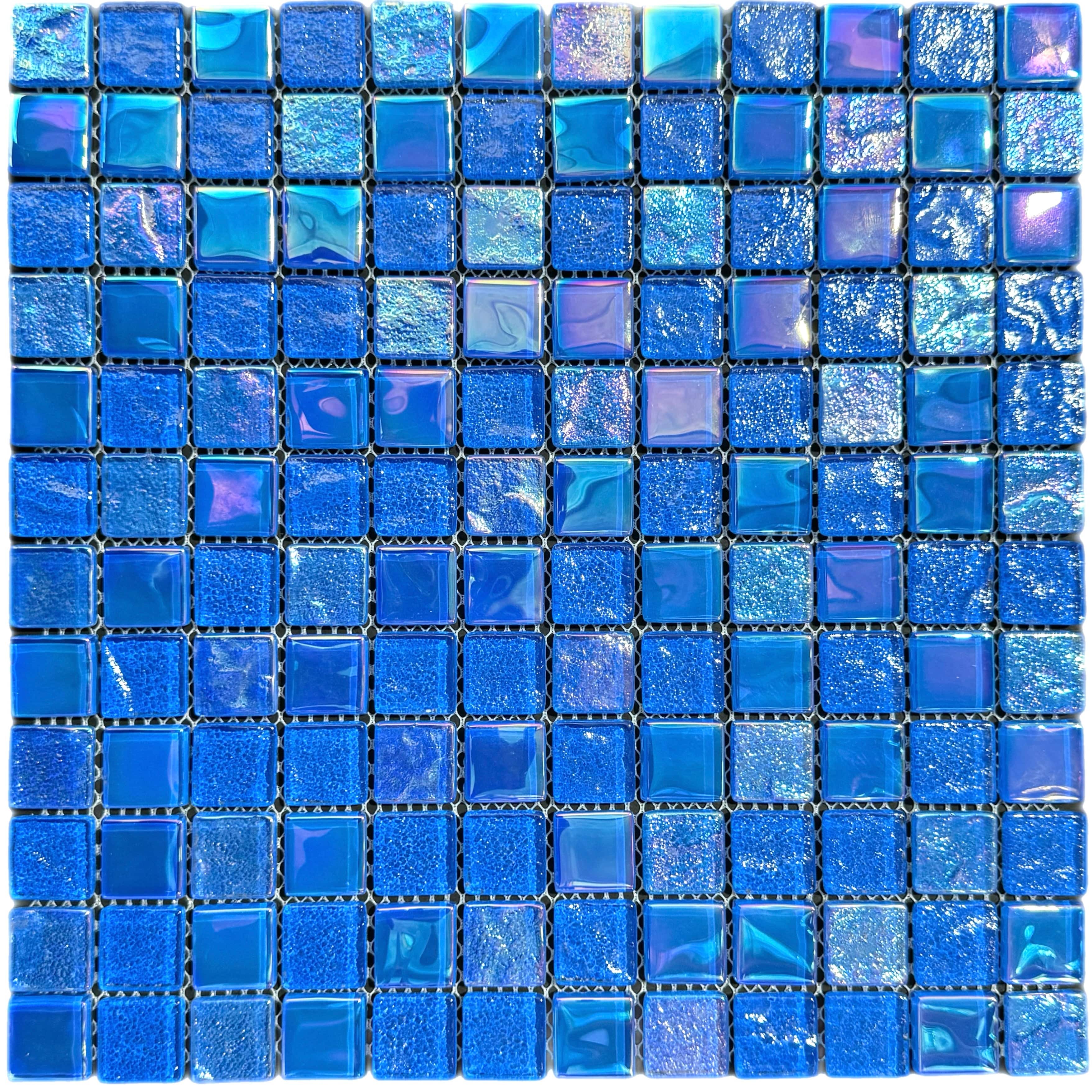 Nautical Iridescent Blue Glass Pool Tile
