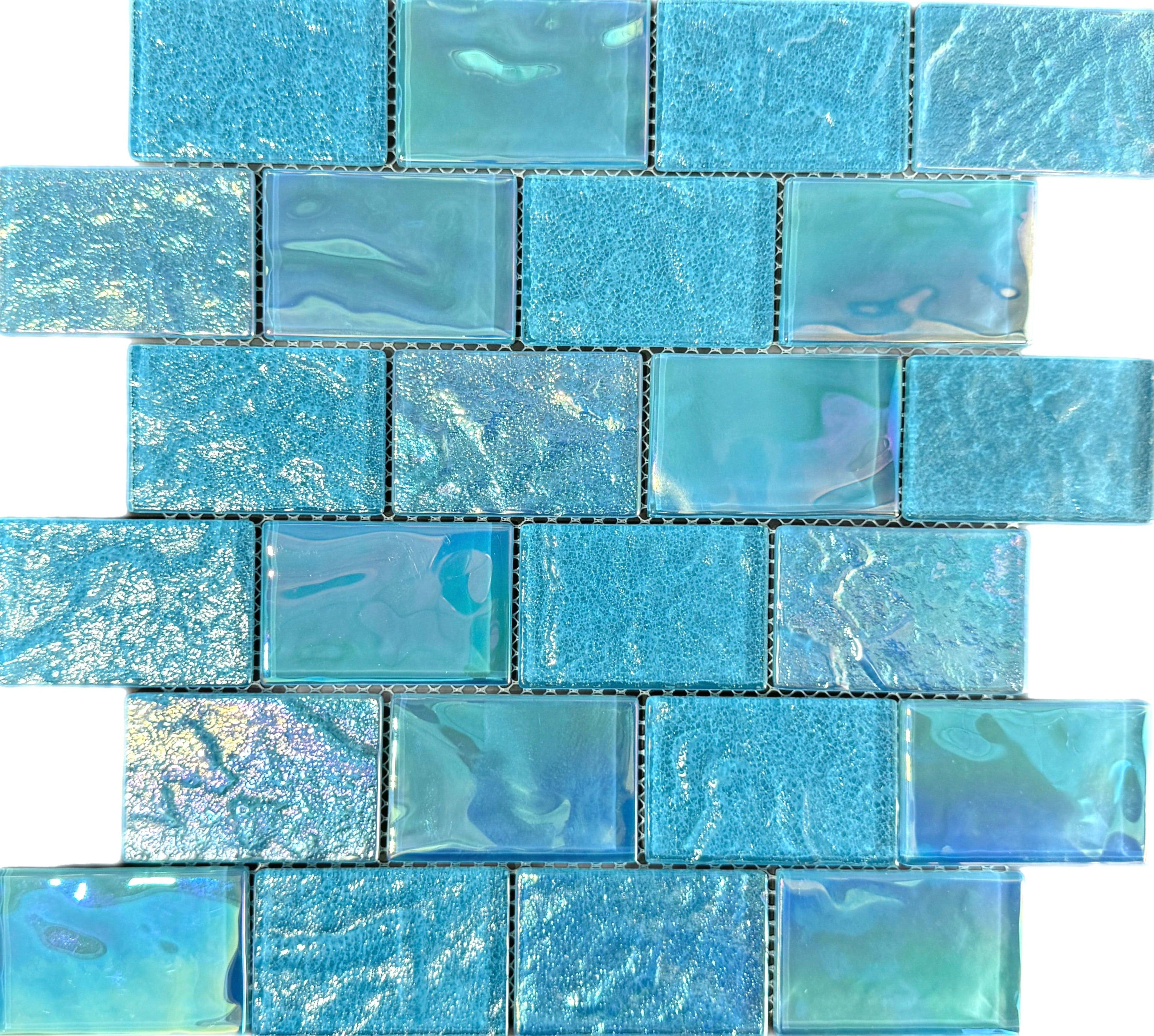 Nautical Sky Blue Glass Pool Tile
