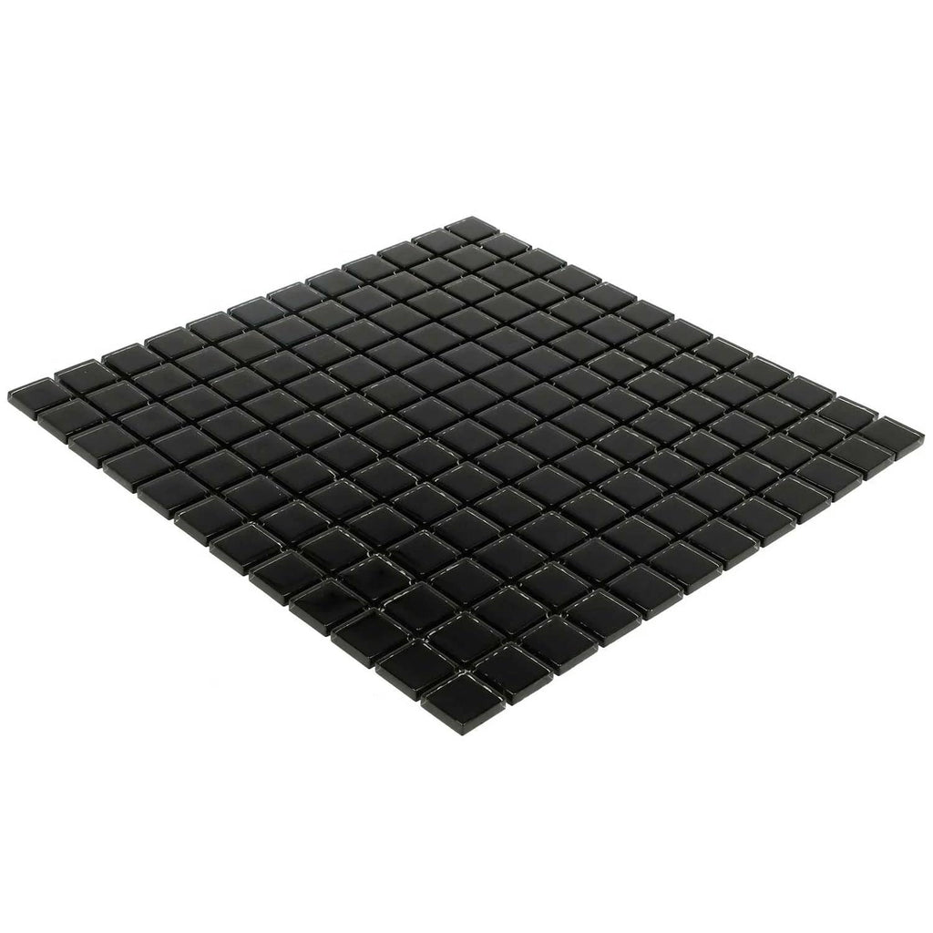 Solid Black 1x1 Glass Tile