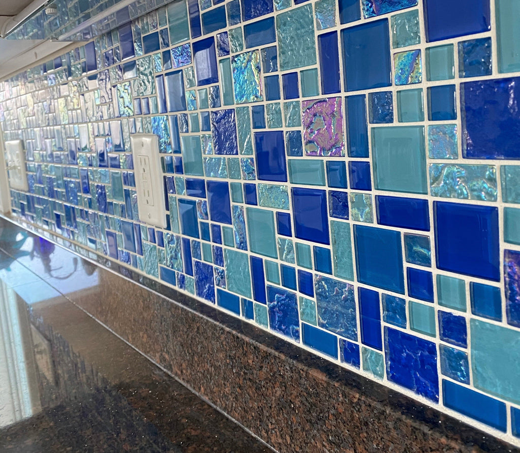  Blue Mosaic glass tiles
