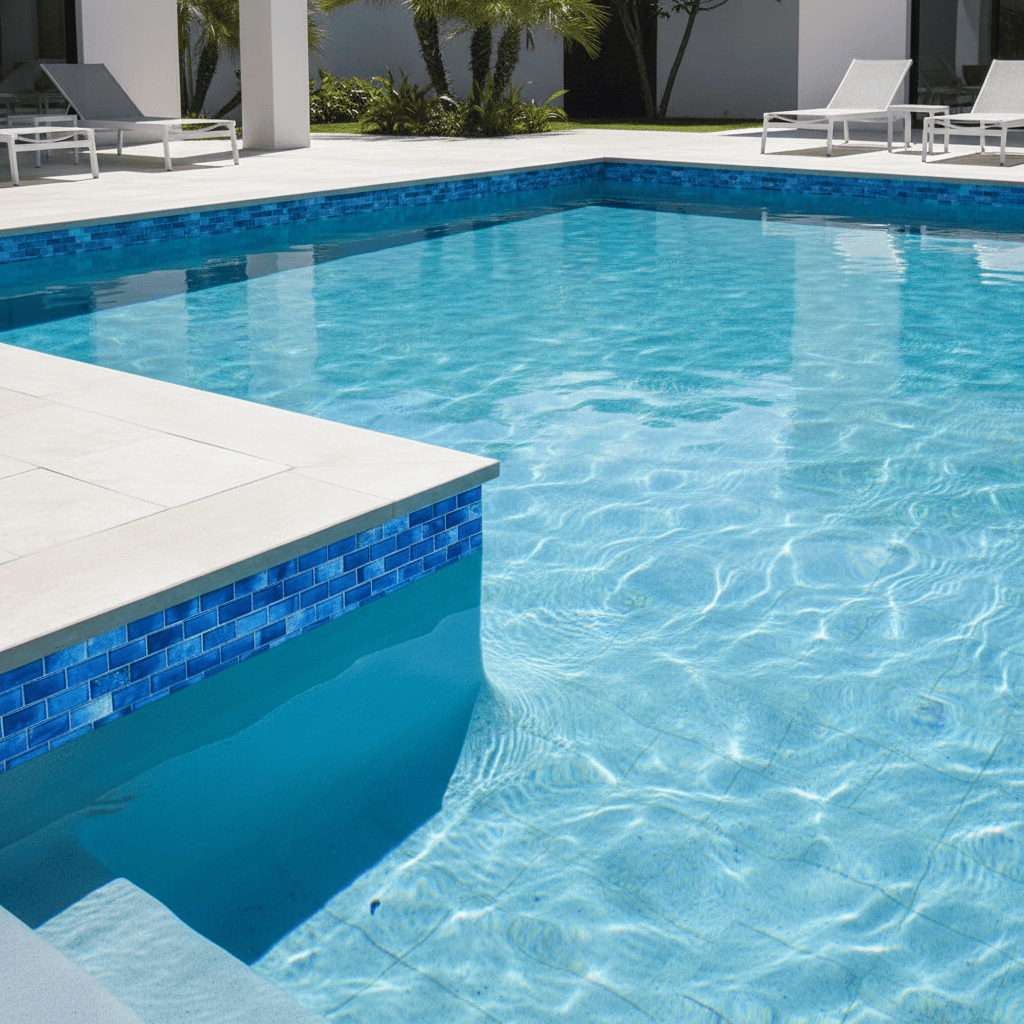 Santorini Blue 1x2 Glass Pool Tile